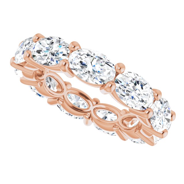 14K Gold Oval Lab-Grown Diamond Eternity Band – 6x4 mm Stones - Rose Gold - view 5