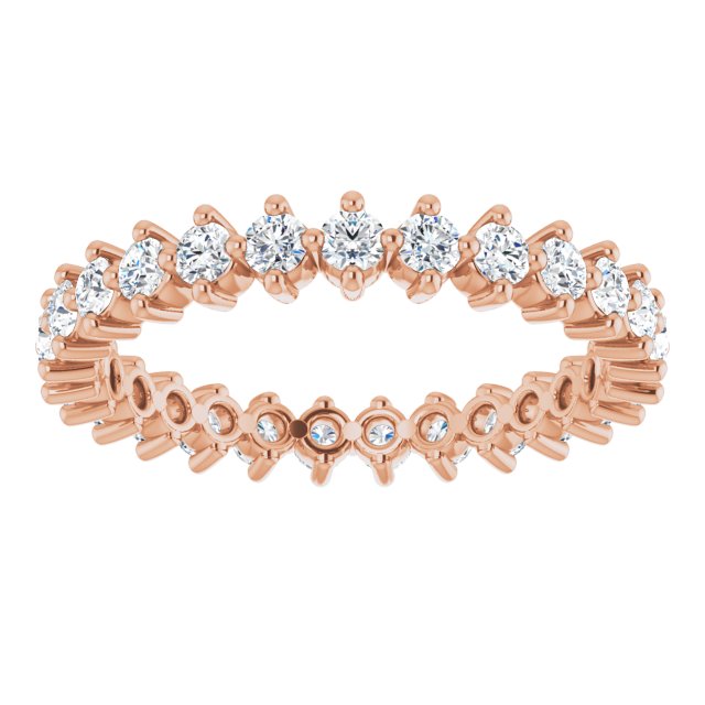 14K Gold Round Lab-Grown Diamond Eternity Band – 2 mm Stones - Rose Gold - view 3