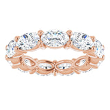 14K Gold Oval Lab-Grown Diamond Eternity Band – 6x4 mm Stones - Rose Gold - view 3