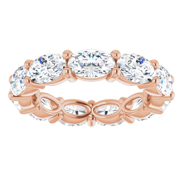 14K Gold Oval Lab-Grown Diamond Eternity Band – 6x4 mm Stones - Rose Gold - view 3