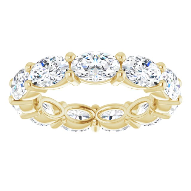 14K Gold Oval Lab-Grown Diamond Eternity Band – 6x4 mm Stones - Yellow Gold - view 3