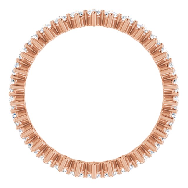 14K Gold Round Lab-Grown Diamond Eternity Band – 1.7 mm Stones - Rose Gold - view 2