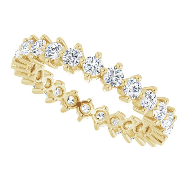 14K Gold Round Lab-Grown Diamond Eternity Band – 2.25 mm Stones - Yellow Gold - view 5