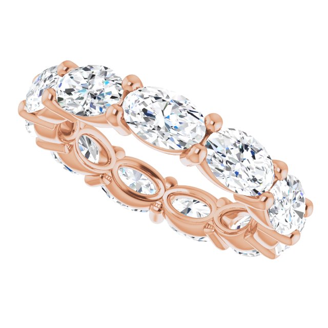 14K Gold Oval Lab-Grown Diamond Eternity Band – 6x4 mm Stones - Rose Gold - view 5