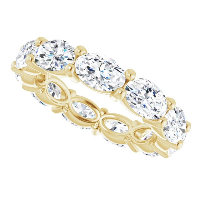 14K Gold Oval Lab-Grown Diamond Eternity Band – 6x4 mm Stones - Yellow Gold - view 5