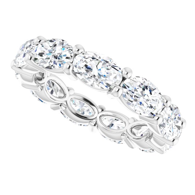 Platinum Oval Natural Diamond Eternity Band – 6x4 mm Stones - view 5