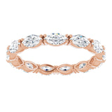 14K Gold Marquise Natural Diamond Eternity Band – 4.5x2.5 mm Stones - Rose Gold - view 3