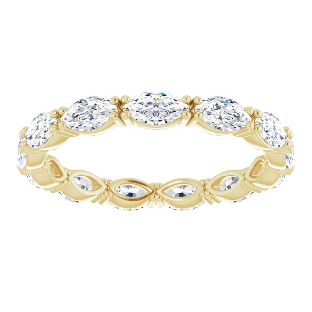 14K Gold Marquise Lab-Grown Diamond Eternity Band – 4.5x2.5 mm Stones - Yellow Gold - view 3