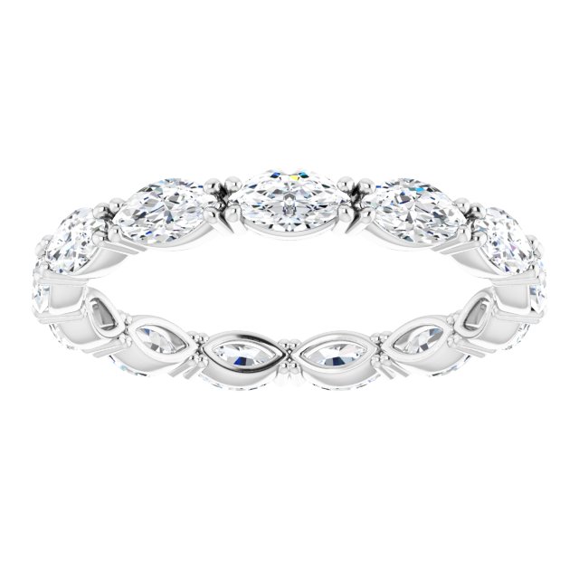 Platinum Marquise Natural Diamond Eternity Band – 4.5x2.5 mm Stones - view 3