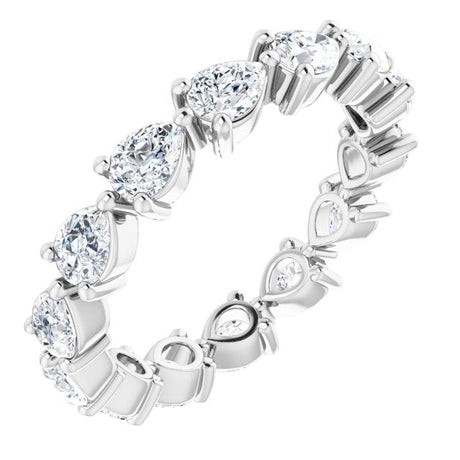 Platinum Pear Natural Diamond Eternity Band – 4x3 mm Stones