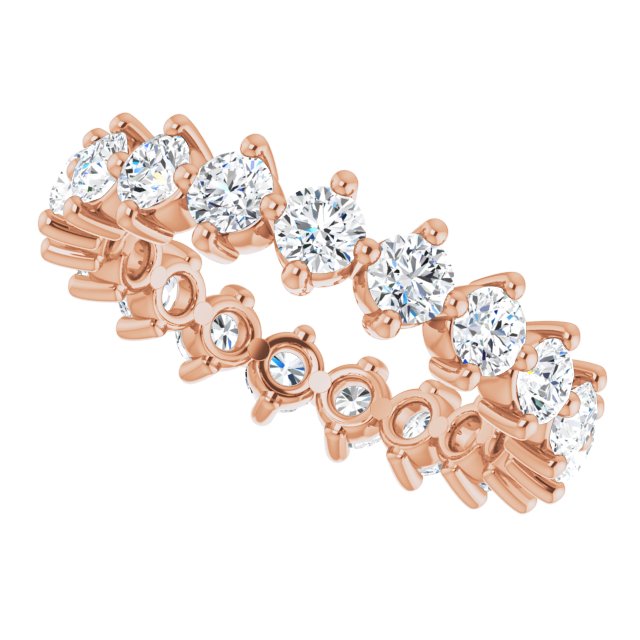 14K Gold Round Lab-Grown Diamond Eternity Band – 3 mm Stones - Rose Gold - view 5