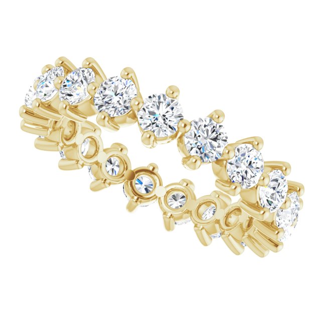 14K Gold Round Lab-Grown Diamond Eternity Band – 3 mm Stones - Yellow Gold - view 5