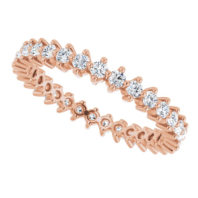 14K Gold Round Natural Diamond Eternity Band – 1.7 mm Stones - Rose Gold - view 5