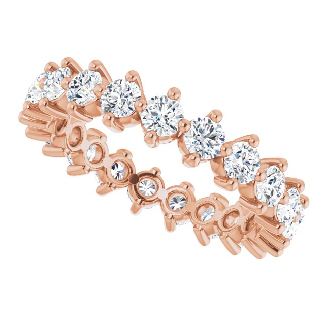 14K Gold Round Lab-Grown Diamond Eternity Band – 2.8 mm Stones - Rose Gold - view 5
