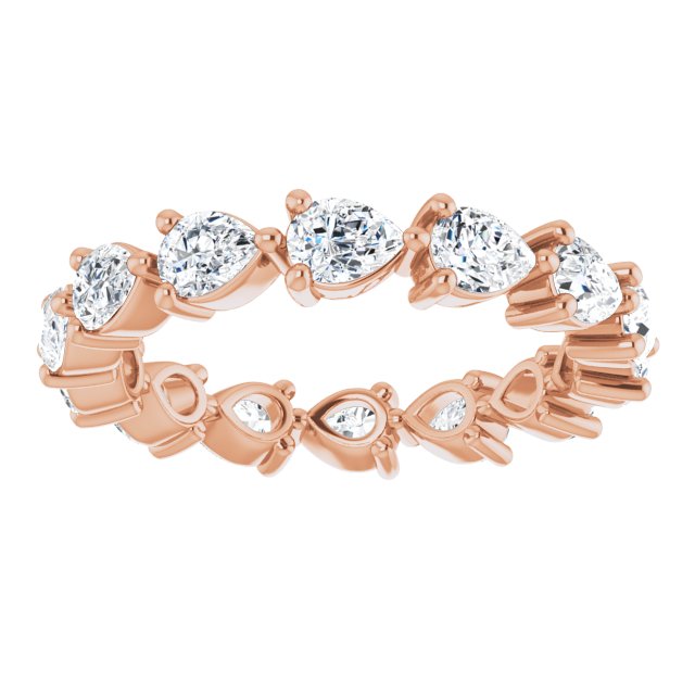 14K Gold Pear Natural Diamond Eternity Band – 4x3 mm Stones - Rose Gold - view 3