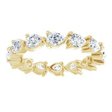14K Gold Pear Natural Diamond Eternity Band – 4x3 mm Stones - Yellow Gold - view 3