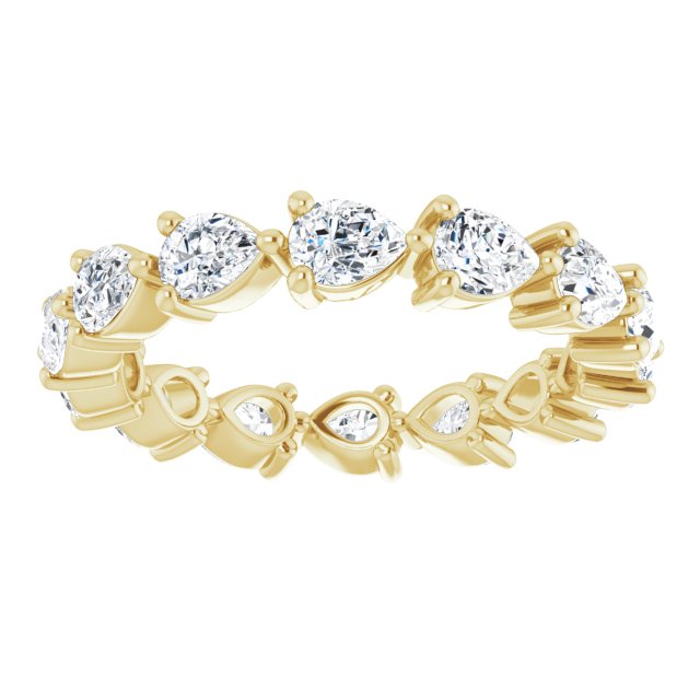 14K Gold Pear Natural Diamond Eternity Band – 4x3 mm Stones - Yellow Gold - view 3