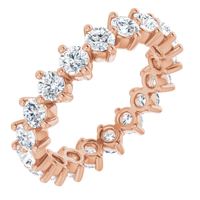14K Gold Round Lab-Grown Diamond Eternity Band – 3 mm Stones - Rose Gold