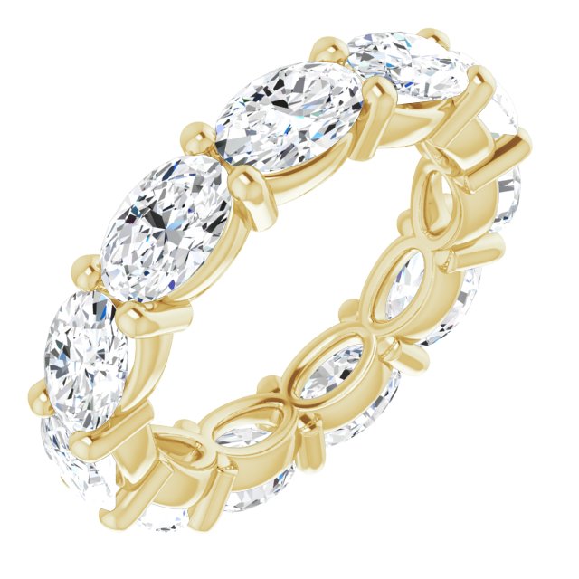 14K Gold Oval Lab-Grown Diamond Eternity Band – 6x4 mm Stones - Yellow Gold
