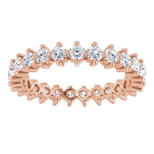 14K Gold Round Lab-Grown Diamond Eternity Band – 2.25 mm Stones - Rose Gold - view 3