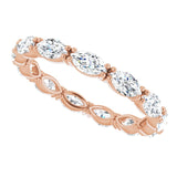 14K Gold Marquise Natural Diamond Eternity Band – 4.5x2.5 mm Stones - Rose Gold - view 5
