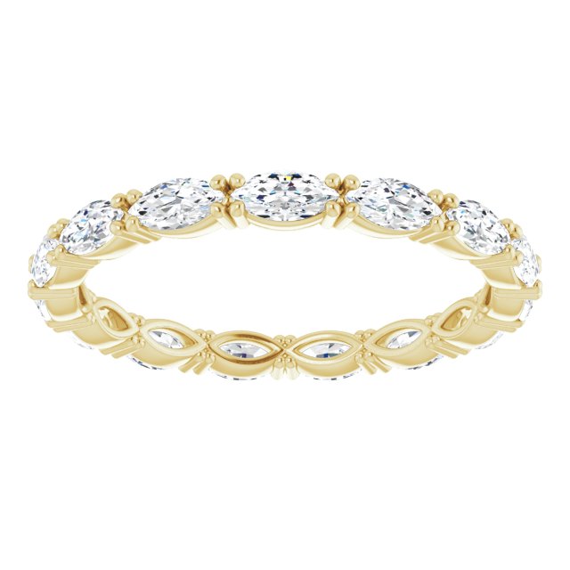 14K Gold Marquise Natural Diamond Eternity Band – 4x2 mm Stones - Yellow Gold - view 3