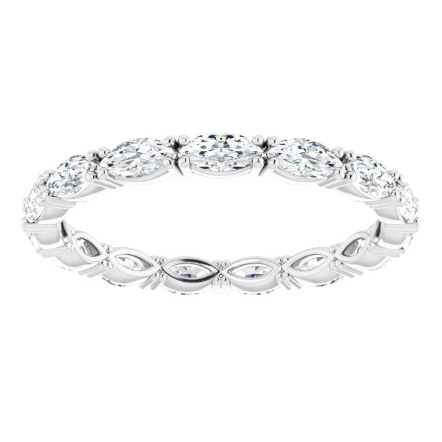 14K Gold Marquise Lab-Grown Diamond Eternity Band – 4x2 mm Stones - White Gold - view 3