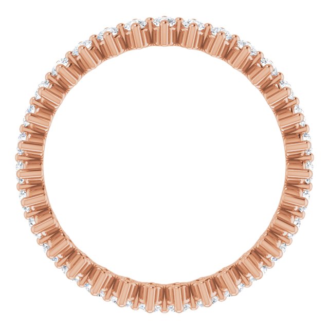 14K Gold Round Natural Diamond Eternity Band – 1.7 mm Stones - Rose Gold - view 2