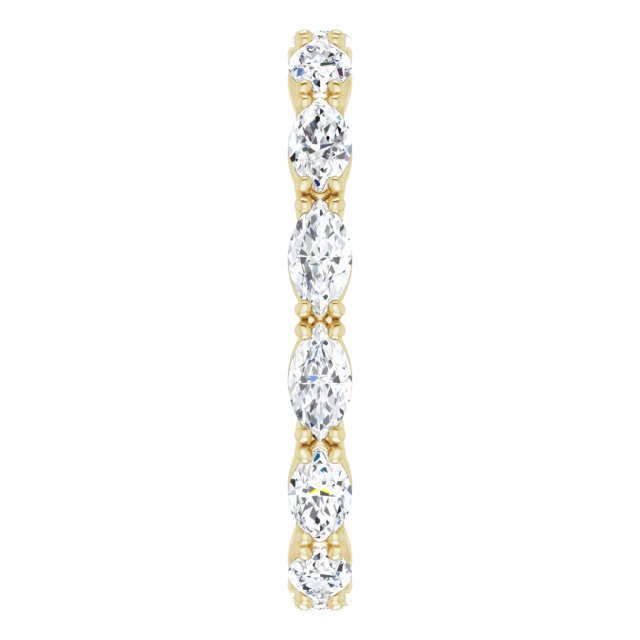 14K Gold Marquise Natural Diamond Eternity Band – 4.3x2.25 mm Stones - Yellow Gold - view 4