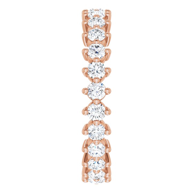 14K Gold Round Lab-Grown Diamond Eternity Band – 2.25 mm Stones - Rose Gold - view 4