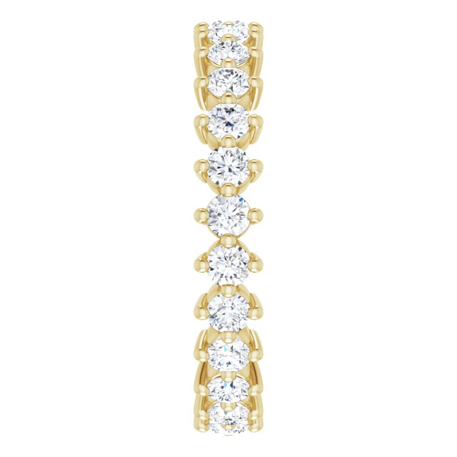 14K Gold Round Lab-Grown Diamond Eternity Band – 2.25 mm Stones - Yellow Gold - view 4