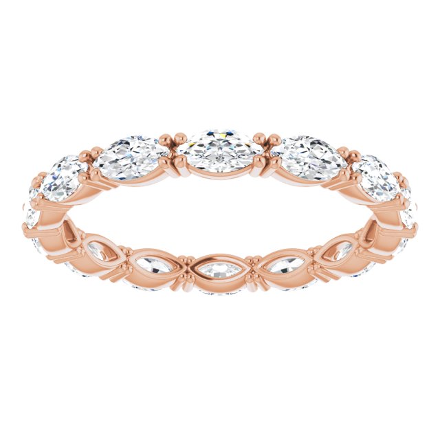 14K Gold Marquise Lab-Grown Diamond Eternity Band – 4.3x2.25 mm Stones - Rose Gold - view 3