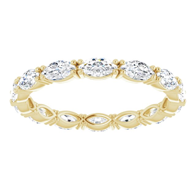 14K Gold Marquise Lab-Grown Diamond Eternity Band – 4.3x2.25 mm Stones - Yellow Gold - view 3