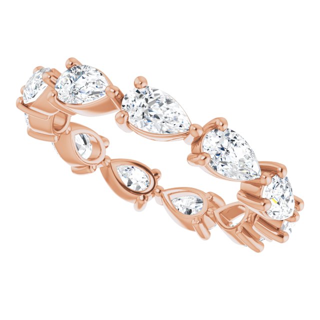 14K Gold Pear Natural Diamond Eternity Band – 5x3 mm Stones - Rose Gold - view 5