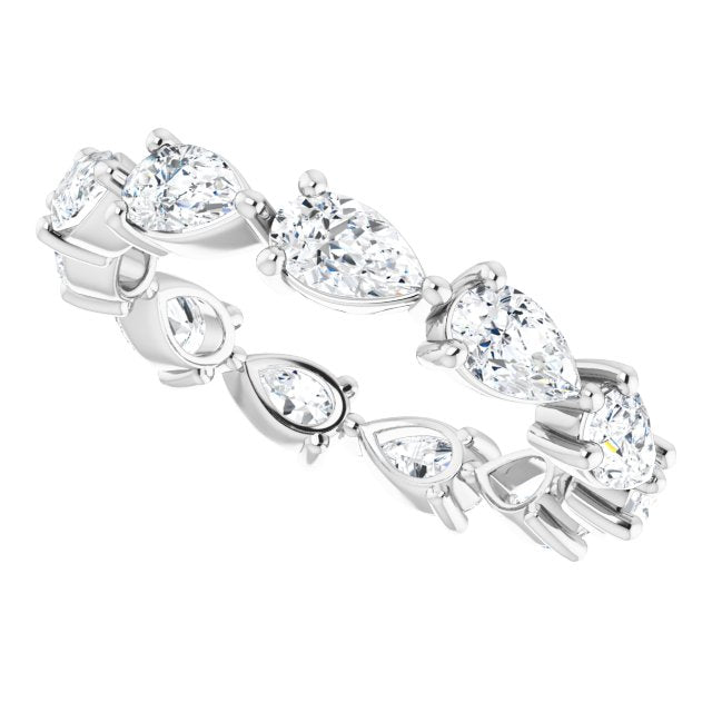 14K Gold Pear Natural Diamond Eternity Band – 5x3 mm Stones - White Gold - view 5