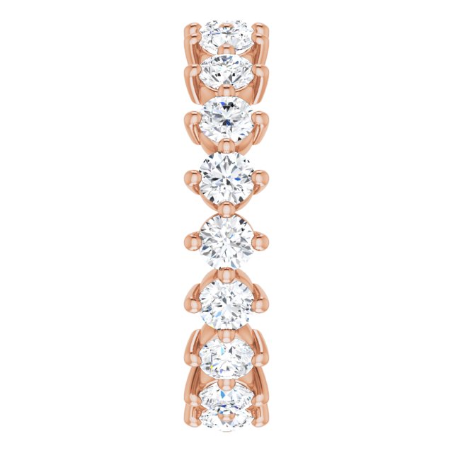 14K Gold Round Lab-Grown Diamond Eternity Band – 3 mm Stones - Rose Gold - view 4