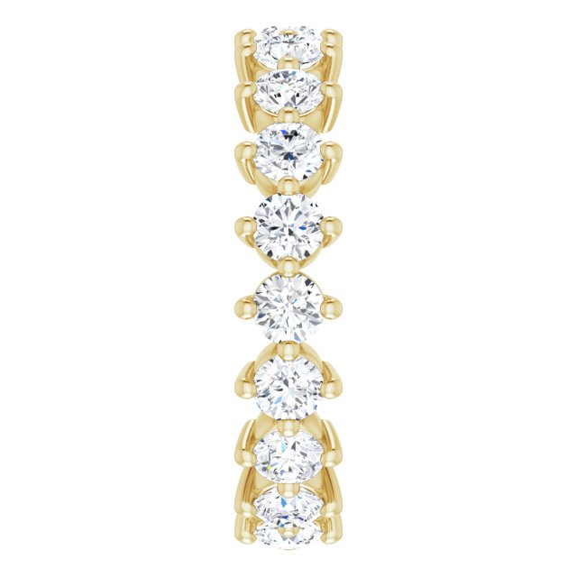 14K Gold Round Lab-Grown Diamond Eternity Band – 3 mm Stones - Yellow Gold - view 4