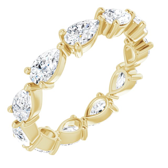 14K Gold Pear Natural Diamond Eternity Band – 5x3 mm Stones - Yellow Gold