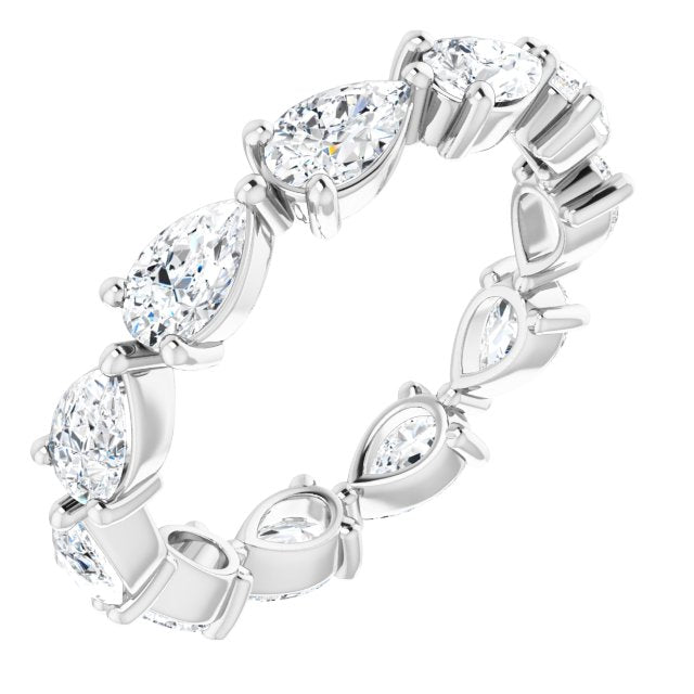 14K Gold Pear Lab-Grown Diamond Eternity Band – 5x3 mm Stones - White Gold