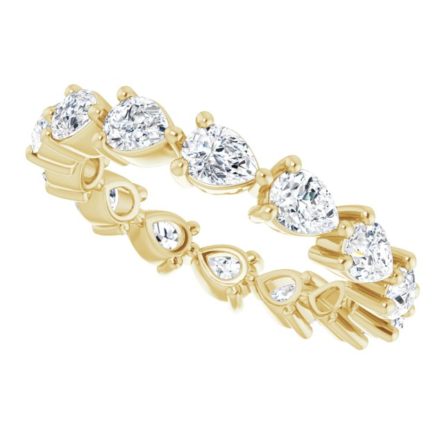 14K Gold Pear Natural Diamond Eternity Band – 4x3 mm Stones - Yellow Gold - view 5
