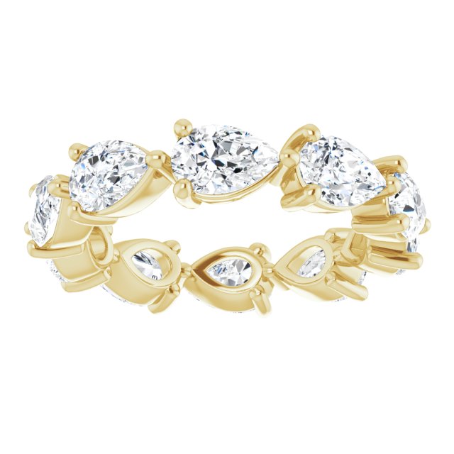 14K Gold Pear Lab-Grown Diamond Eternity Band – 6x4 mm Stones - Yellow Gold - view 3