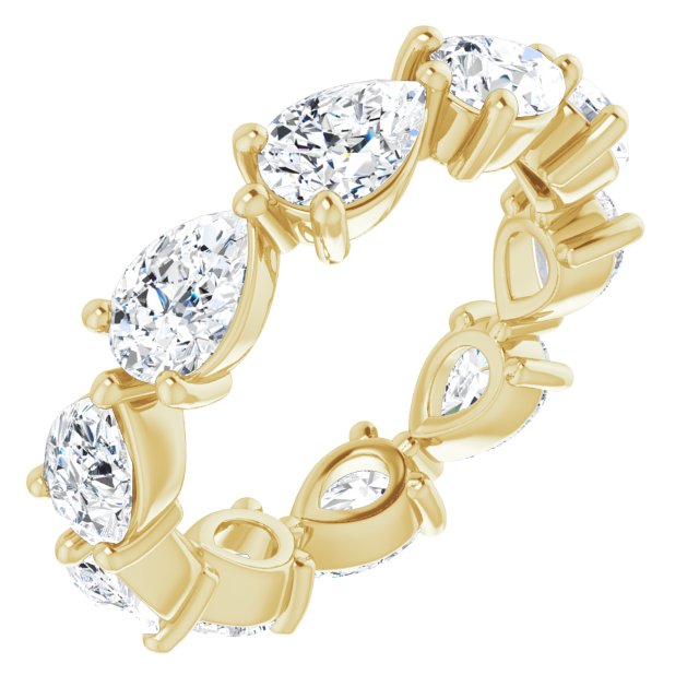 14K Gold Pear Lab-Grown Diamond Eternity Band – 6x4 mm Stones - Yellow Gold