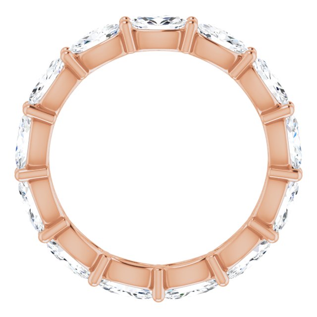 14K Gold Oval Natural Diamond Eternity Band – 5x3 mm Stones - Rose Gold - view 2