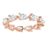 14K Gold Pear Natural Diamond Eternity Band – 5x3 mm Stones - Rose Gold - view 3