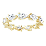 14K Gold Pear Natural Diamond Eternity Band – 5x3 mm Stones - Yellow Gold - view 3