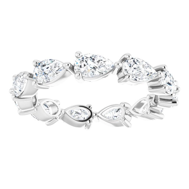 Platinum Pear Natural Diamond Eternity Band – 5x3 mm Stones - view 3