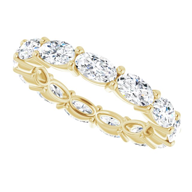 14K Gold Oval Natural Diamond Eternity Band – 5x3 mm Stones - Yellow Gold - view 5