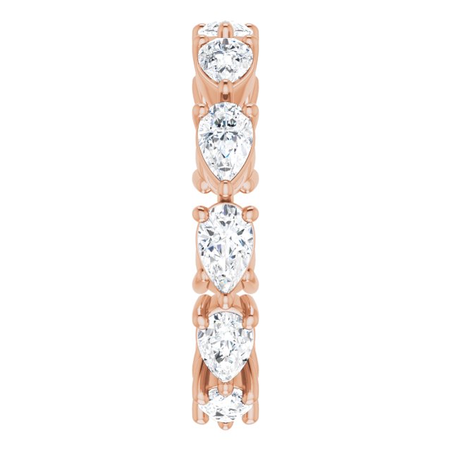 14K Gold Pear Natural Diamond Eternity Band – 5x3 mm Stones - Rose Gold - view 4