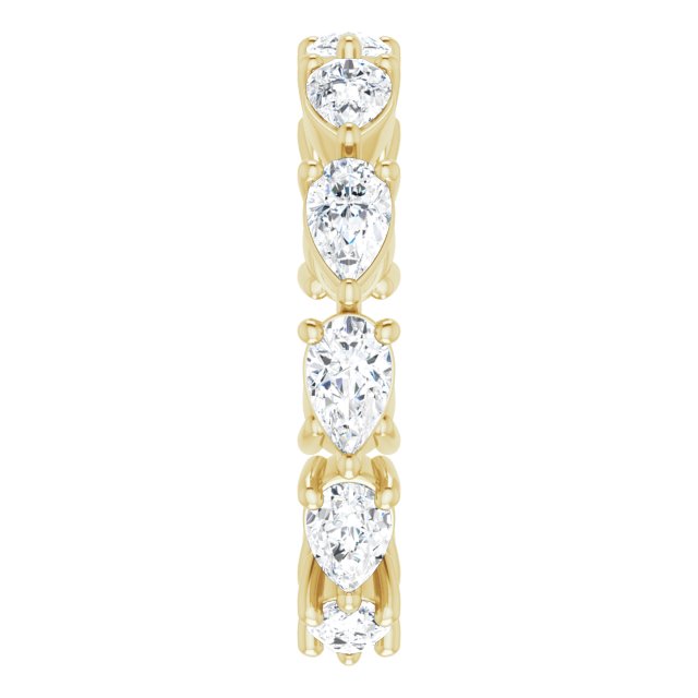 14K Gold Pear Natural Diamond Eternity Band – 5x3 mm Stones - Yellow Gold - view 4
