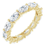 14K Gold Oval Natural Diamond Eternity Band – 5x3 mm Stones - Yellow Gold